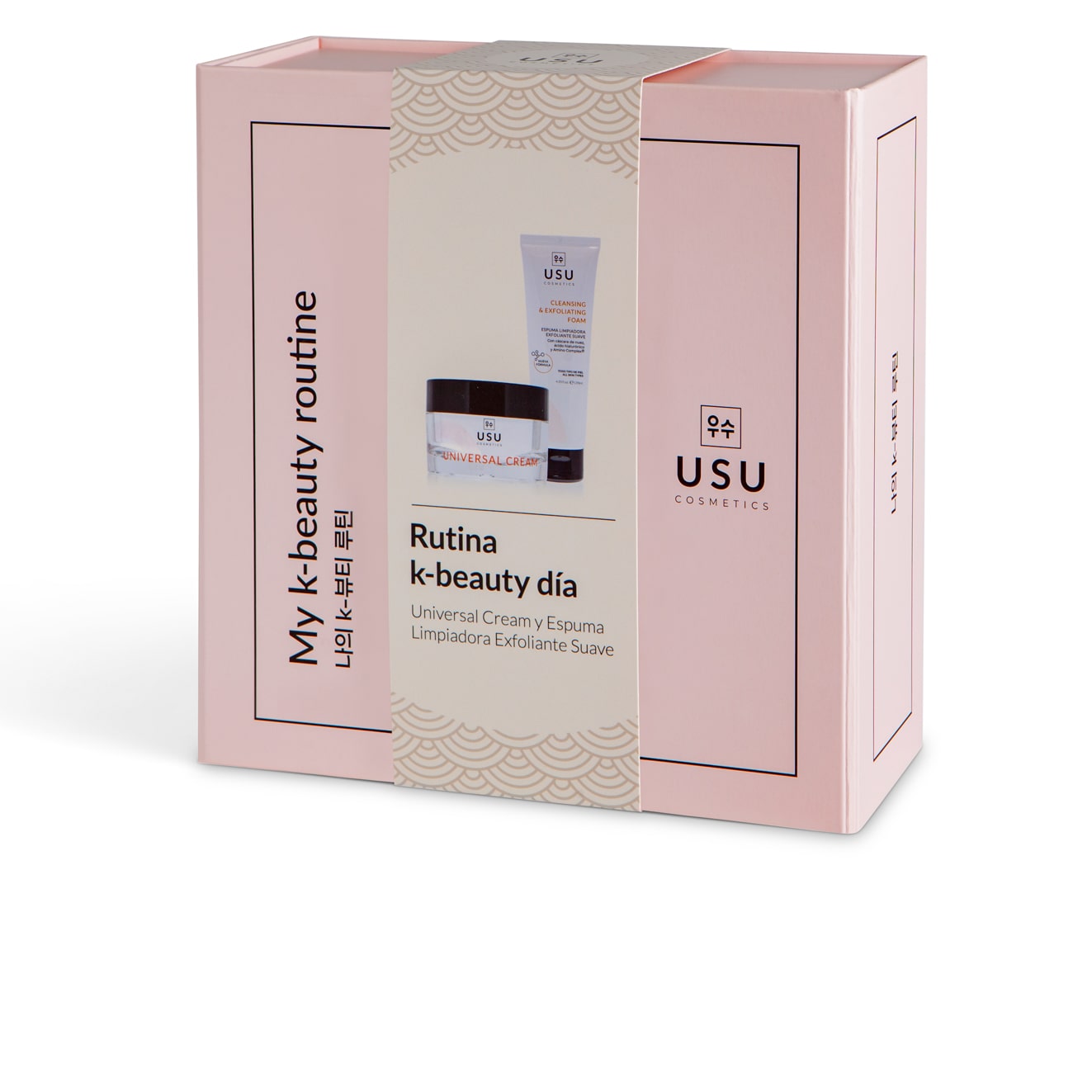 Caja My K-Beauty Routine Día de edición limitada con espuma limpiadora exfoliante y Universal Cream, ideal para cuidar e hidratar la piel